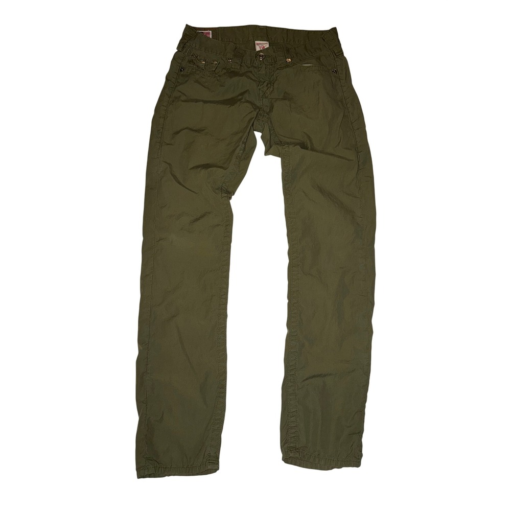 True Religion Jordan Pants Olive Green Cargo Straight Leg Women 26